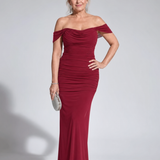 Wesel | Off Shoulder Fitted Silhouette Midi Dress