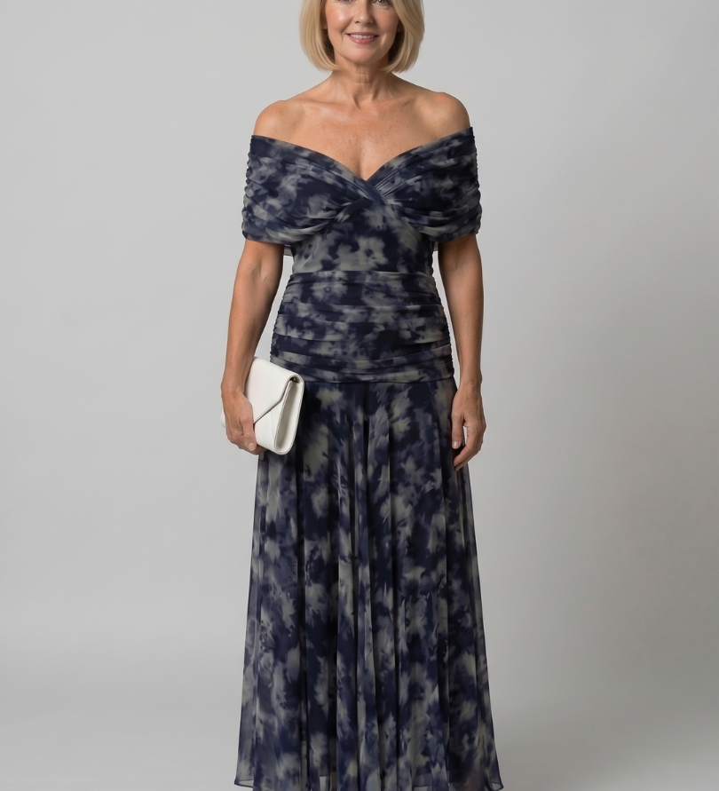 Calen | Off Shoulder Flow Midi Suknelė