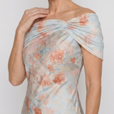Imore | Minkštas gėlių raštas, off shoulder, prigludęs midi suknelė