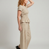 Eirenne | Peplum Detalės Smock Topas Ir Plati Kelnės Komplektas