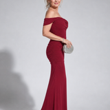 Wesel | Off Shoulder Fitted Silhouette Midi Dress