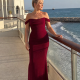Wesel | Off Shoulder Fitted Silhouette Midi Dress
