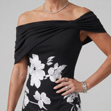 Cosma | Off Shoulder Draped Neckline Midi Suknelė