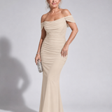 Wesel | Off Shoulder Fitted Silhouette Midi Dress