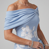 Cosma | Off Shoulder Draped Neckline Midi Suknelė
