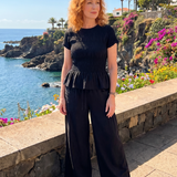 Eirenne | Peplum Detalės Smock Topas Ir Plati Kelnės Komplektas